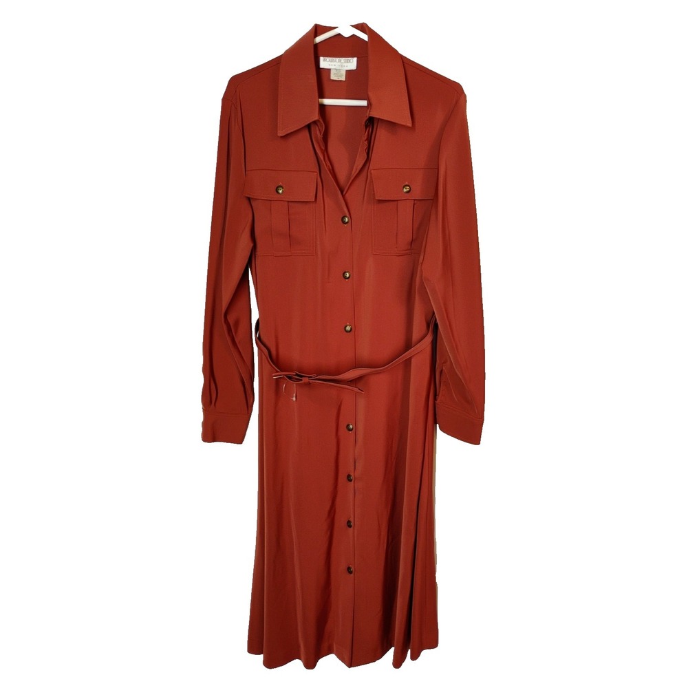 NWOT Vintage 80s Brownstone Studio New York Womens Sz 16‎ Shirt Dress w/belt